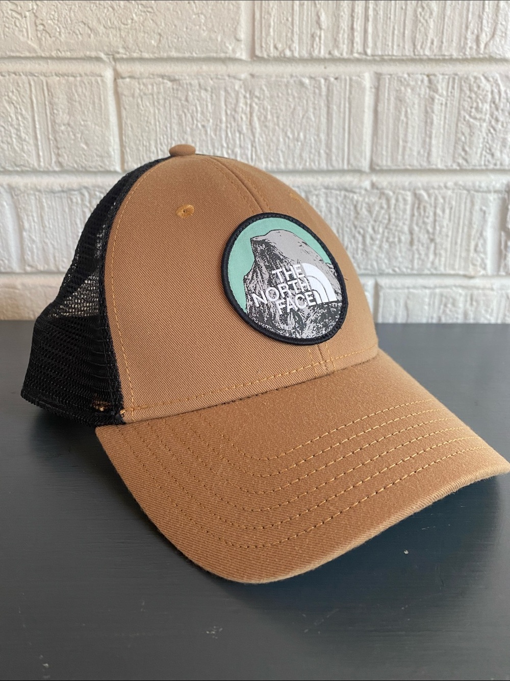 The North Face Brown and Black Mesh Logo Trucker Hat